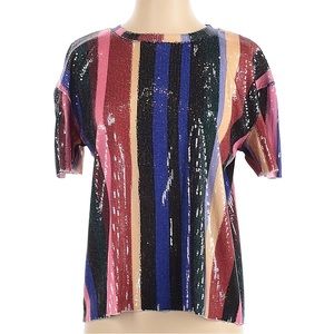Medium Zara Sequin Sparkly Top with Stripes
